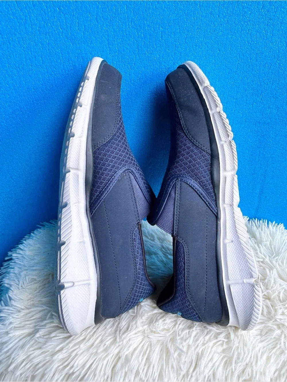Skechers Men's Navy Blue Slip-On Mesh Comfort Shoes